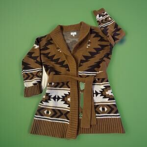 Lucky Brand Atzec Open Cardigan Aztec Sweater Boho Western Cozy Cottage Core